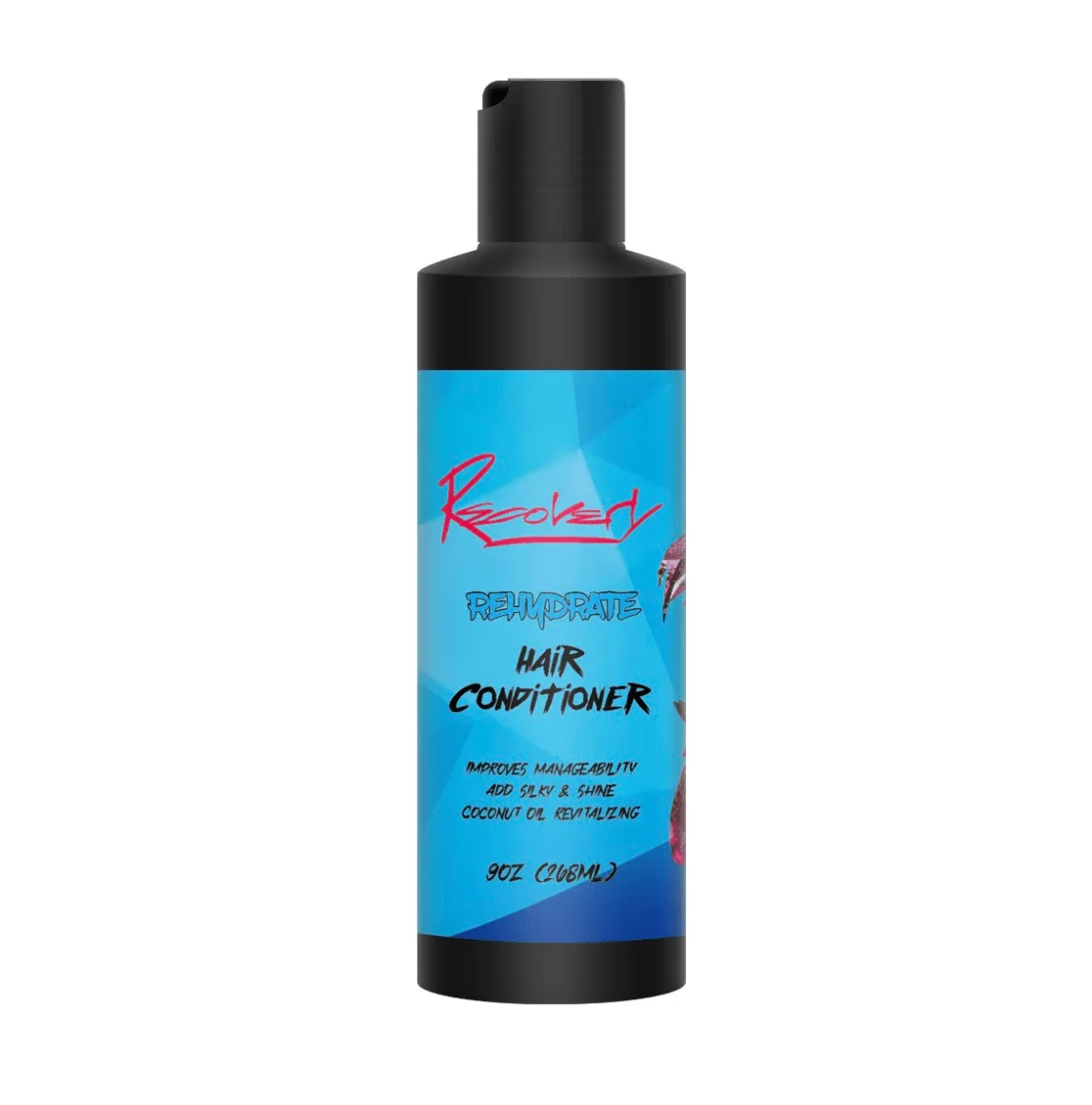 Bottle of Hair Conditioner with Blue Label on a White Background