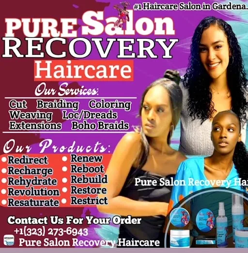 Three Women Showcasing Hairstyle Services Including Hair Extensions and Braids